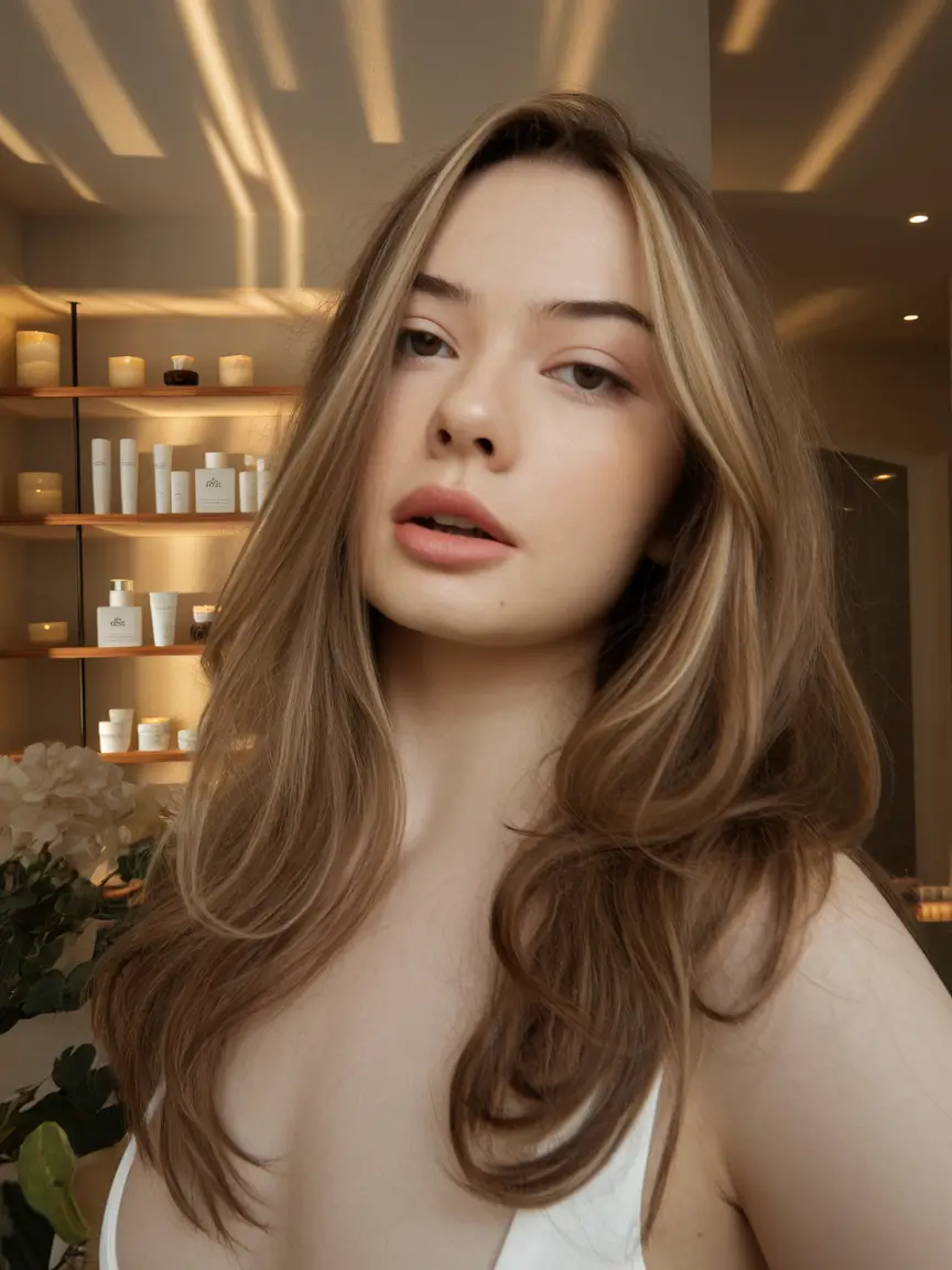 Insta-Cute Hairstyles for Fall 2025 Feathered Champagne Layers with Face Highlights
