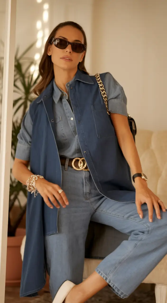 Layering outfits for Chilly Fall 2025 Denim-On-Denim for a Cool Street Style Look
