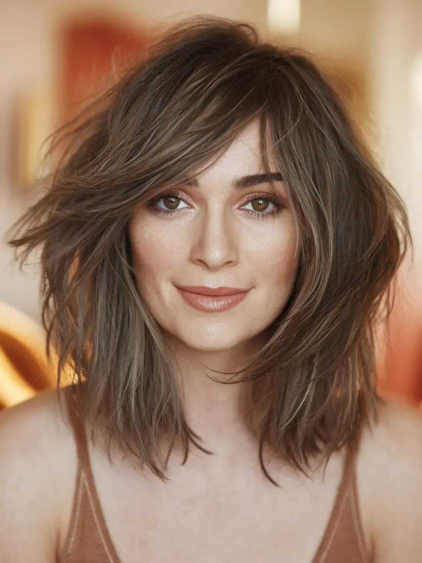 Modern Fall Shag Haircuts to Copy in 2025 Side-Part Shag with Soft Windswept Layers
