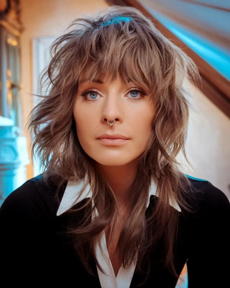 Modern Fall Shag Haircuts to Copy in 2025 Choppy Layers with Rock ’n’ Roll Bangs