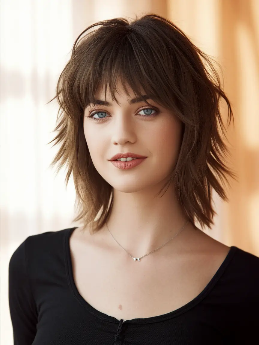 Modern Fall Shag Haircuts to Copy in 2025 Effortless Mid-Length Shag with Airy Volume