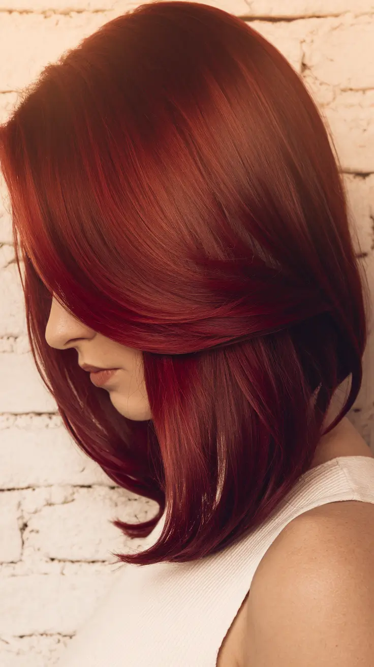 Must-Try Fall Red Hair Colors for Redheads 2025 Molten Mahogany Shine with Sculpted Ends