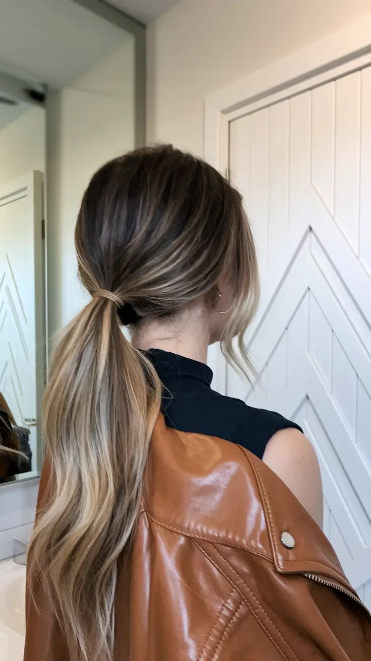 Must-Try Hairstyles for Women in Fall 2025 Wrapped-Low Pony & Latte Waves