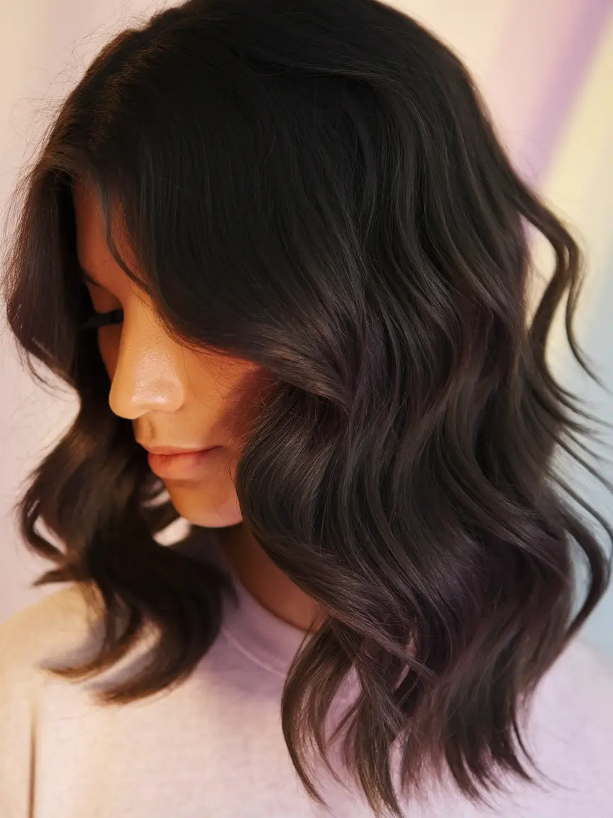 fall brunette hair color short Short Fall Brunette with Plum Shadow