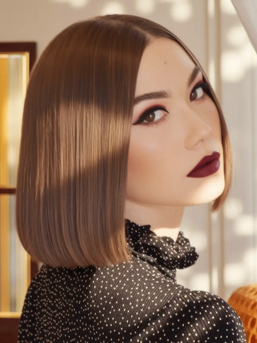 New haircuts - September 2025 ideas Sleek 90s bob with center part drama