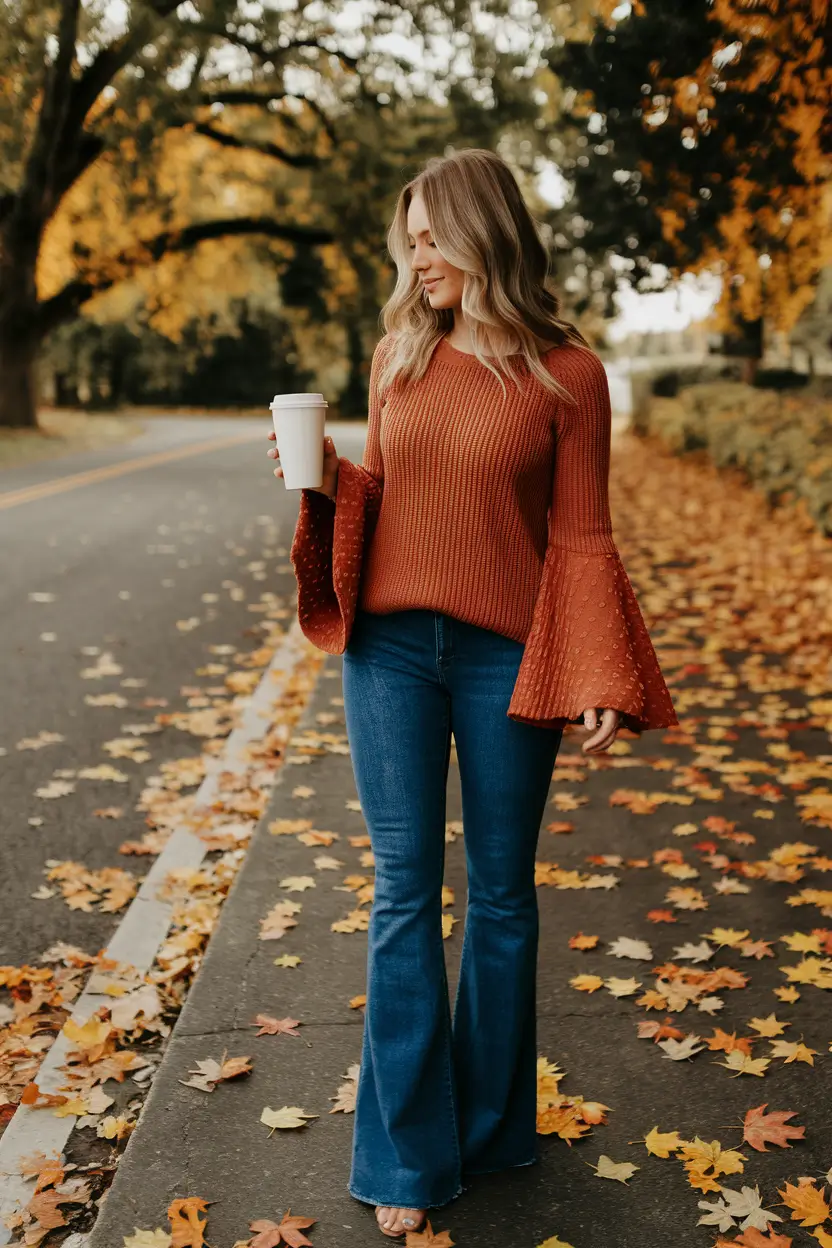 new ideas 2025 fall style for women Flares and Fluted Sleeves in Burnt Spice