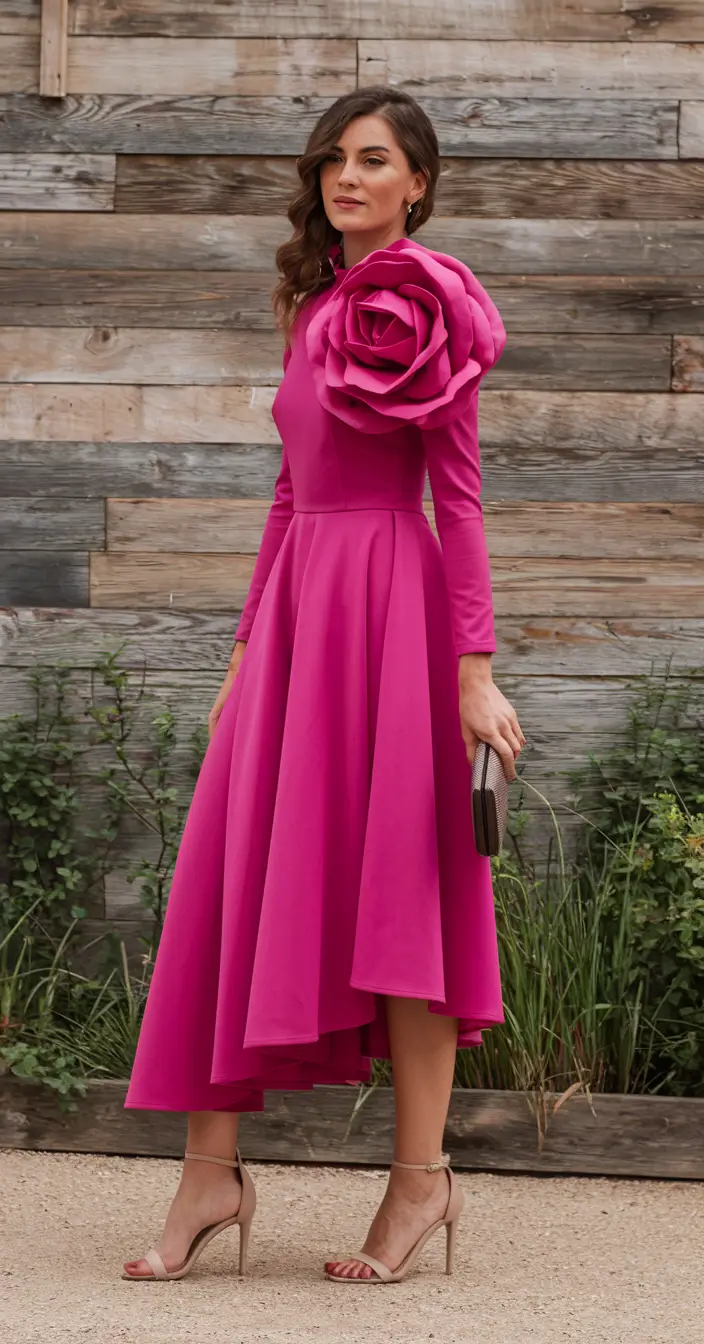 october wedding guest outfits ideas 2025 Fuchsia Drama for the Bold at Heart