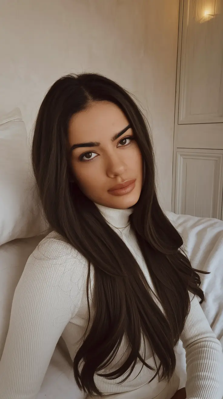 autumn fall hair colors Silky Chestnut Lengths with Understated Power