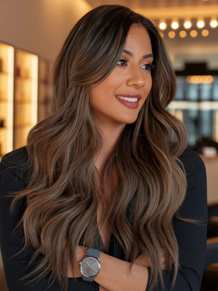 short Ashy Taupe Waves with Balanced Depth