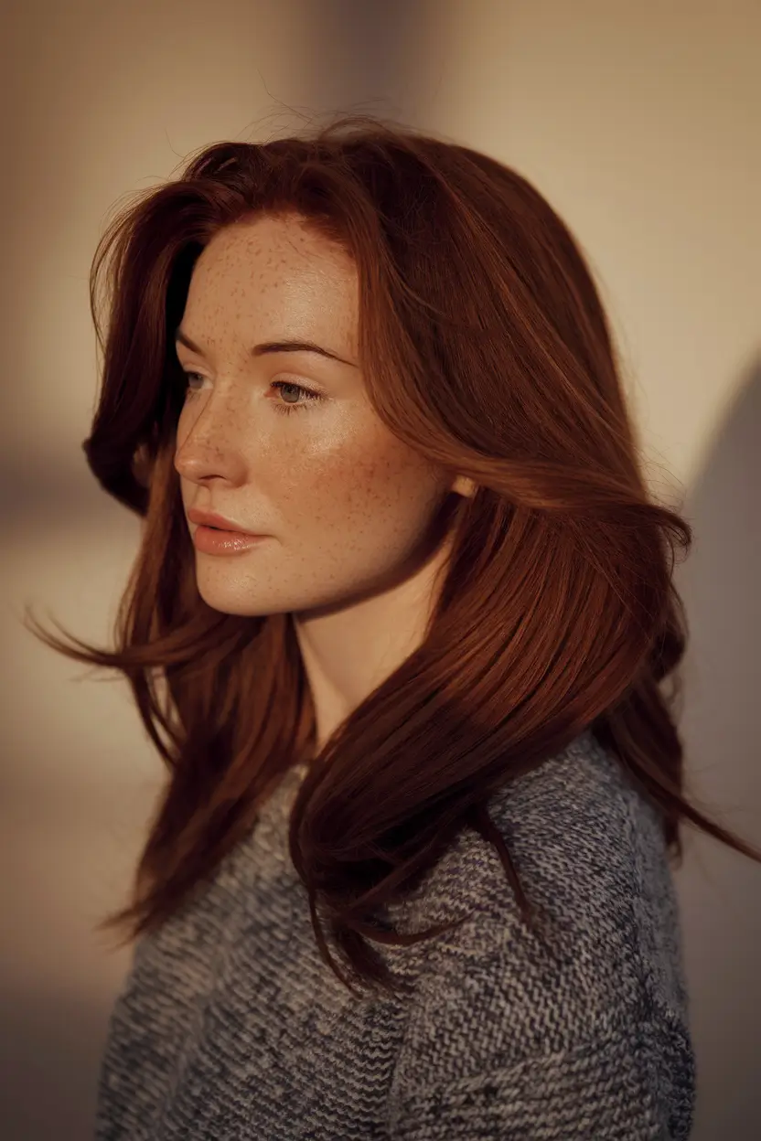 fall warm hair colors autumn Rich Auburn with Dimensional Volume