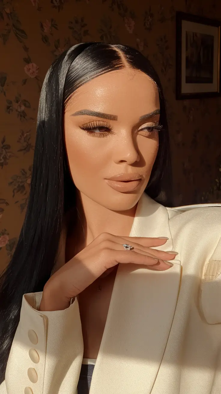 autumn fall hair colors Jet Black Glass Hair with Sleek Drama