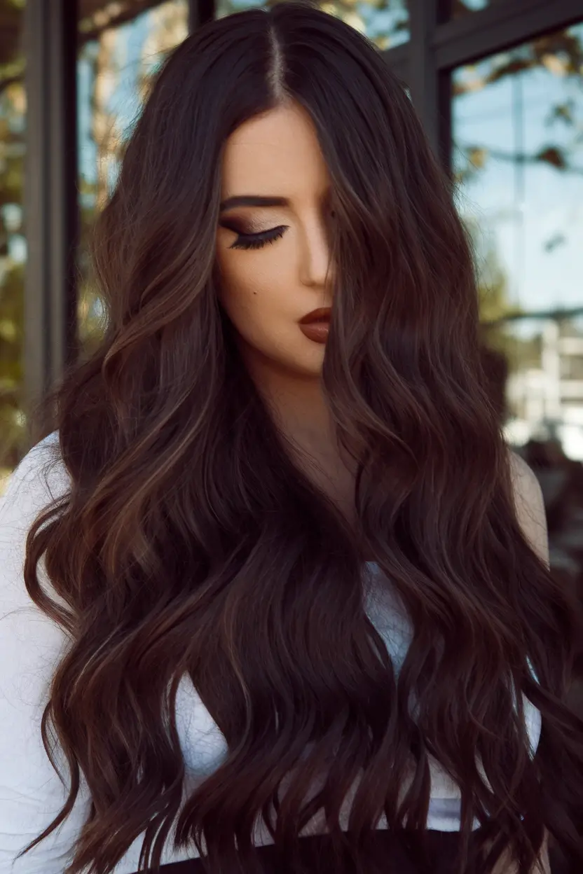 fall warm hair colors autumn Espresso Lengths with a Hint of Smoke