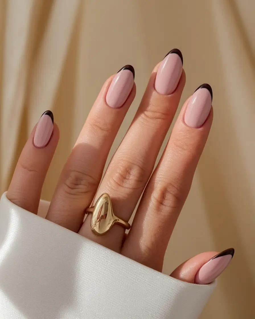 September 2025 Nail Colors Shades Mocha-Tipped French Almond