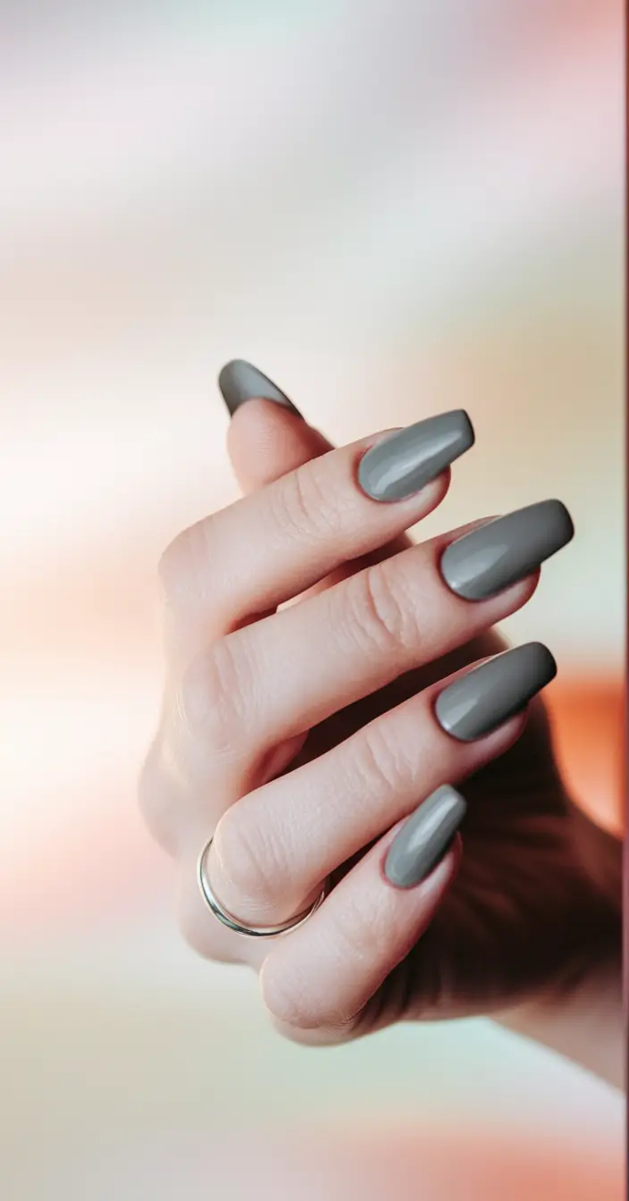 September 2025 Nail Colors Shades Slate Gray Cool Long Square
