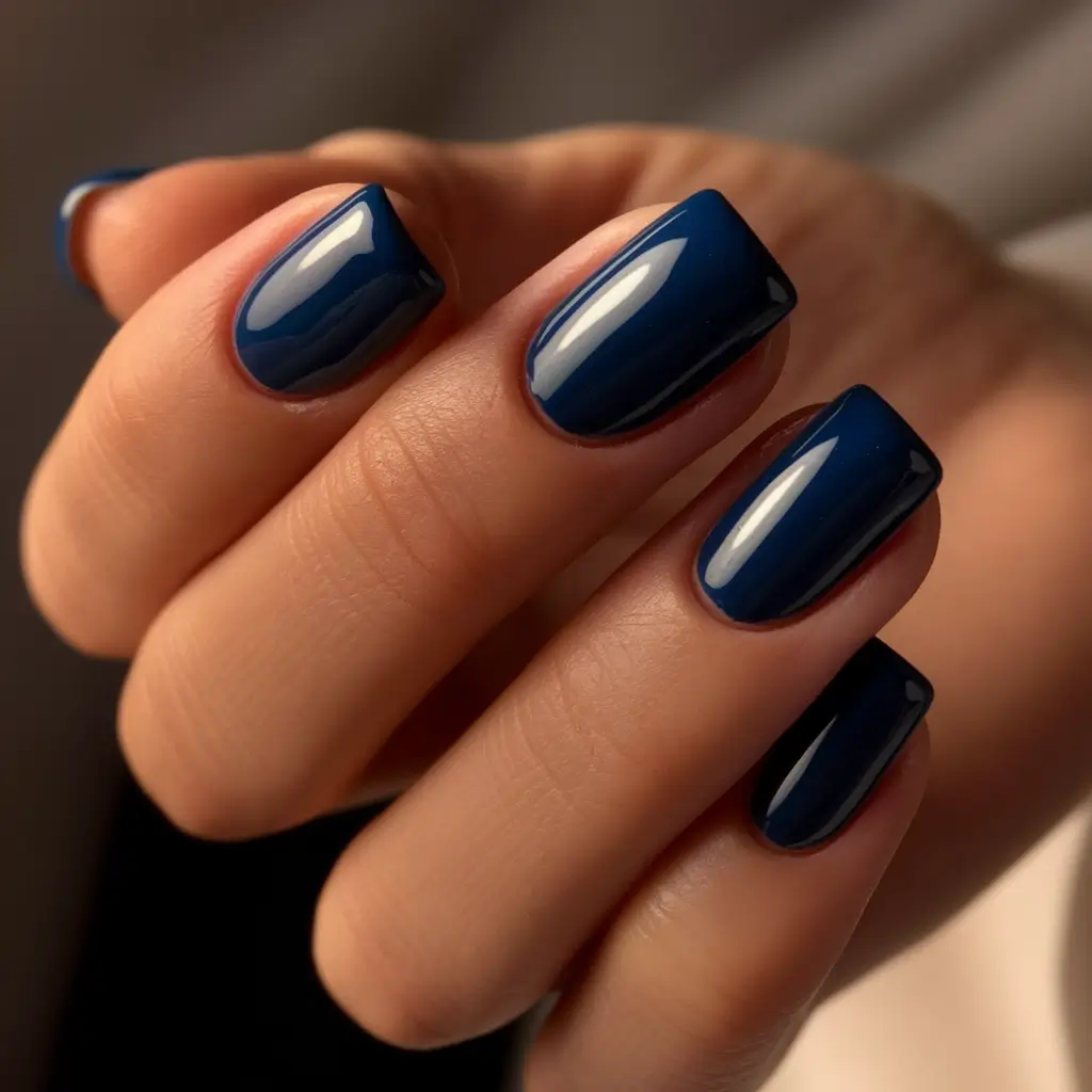September 2025 Nail Colors Shades Inky Sapphire Short Square