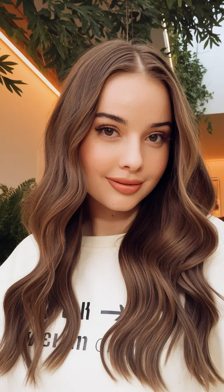 september hair color ideas brunette Milk Chocolate Brunette with Velvety Waves