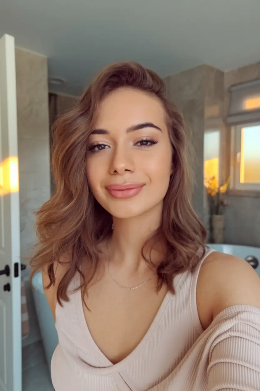 september hair color ideas short Toasted Cinnamon Waves on Short Hair