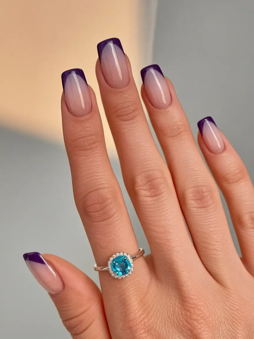 september nails designs fall Modern Purple French with a Fall Twist
