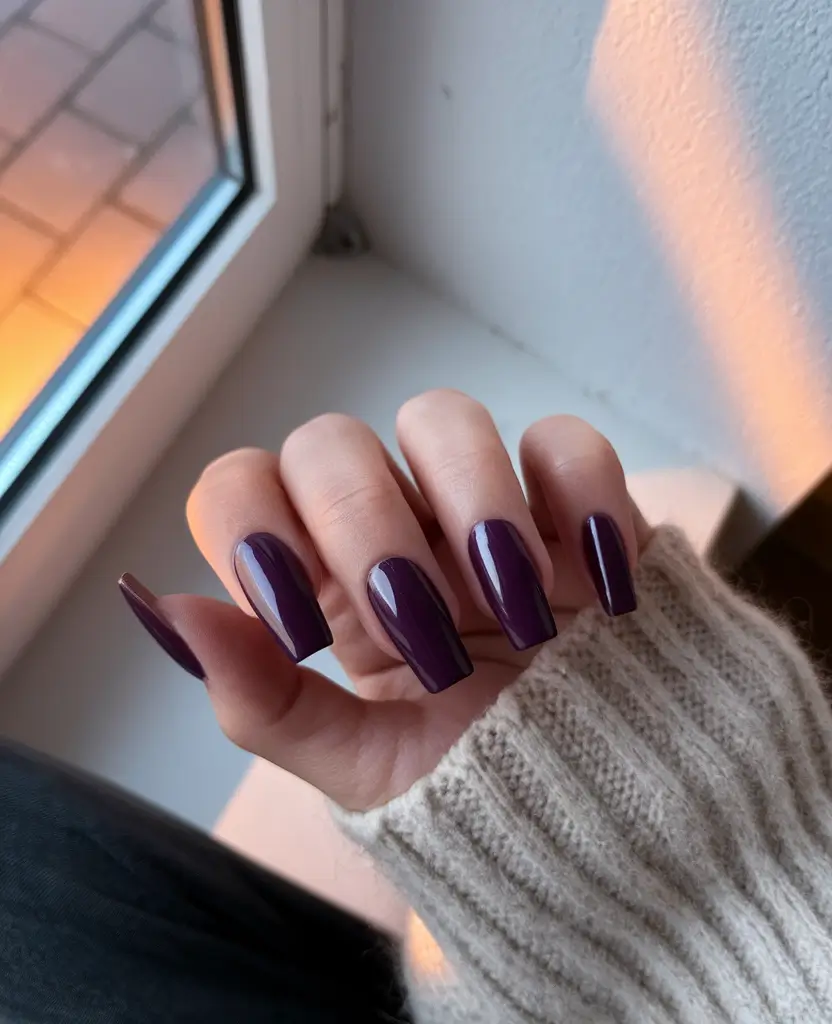 september nails designs short square Deep Plum for Soft Fall Mornings