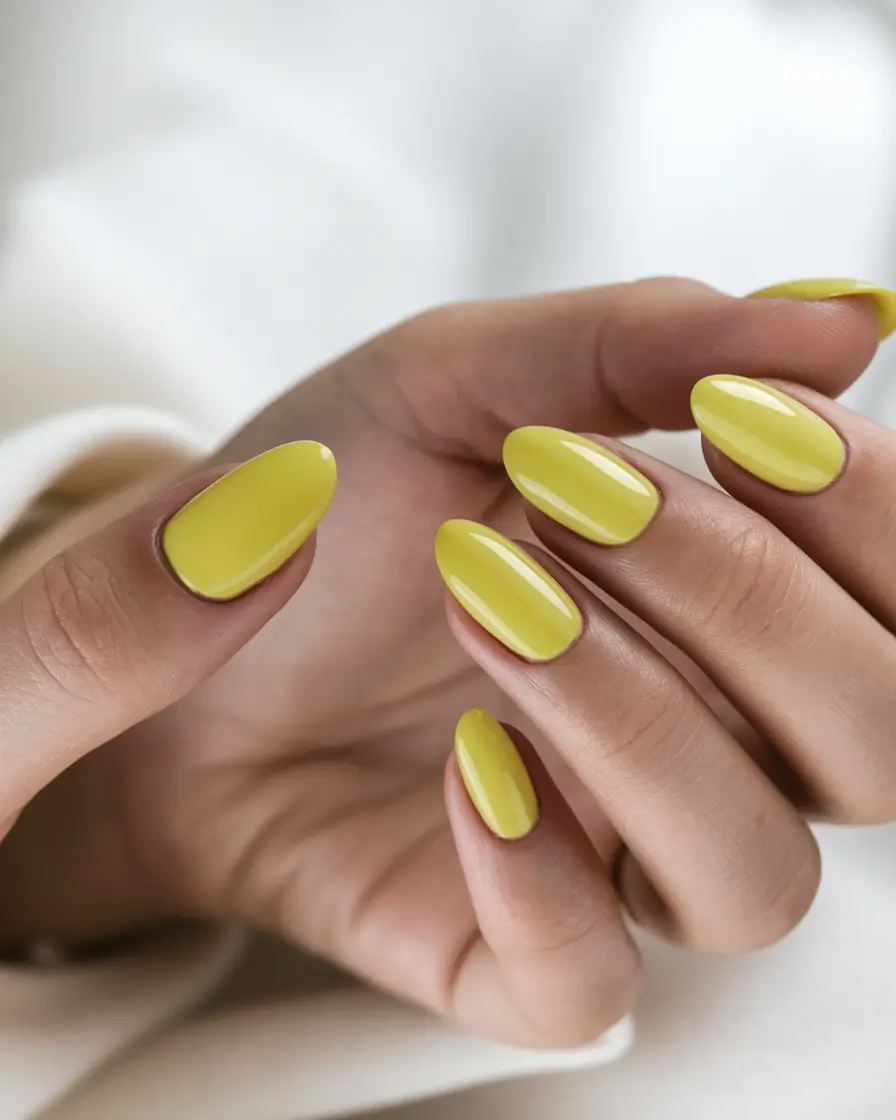 september nails designs almond Sunlit Mustard for a Cheerful Autumn