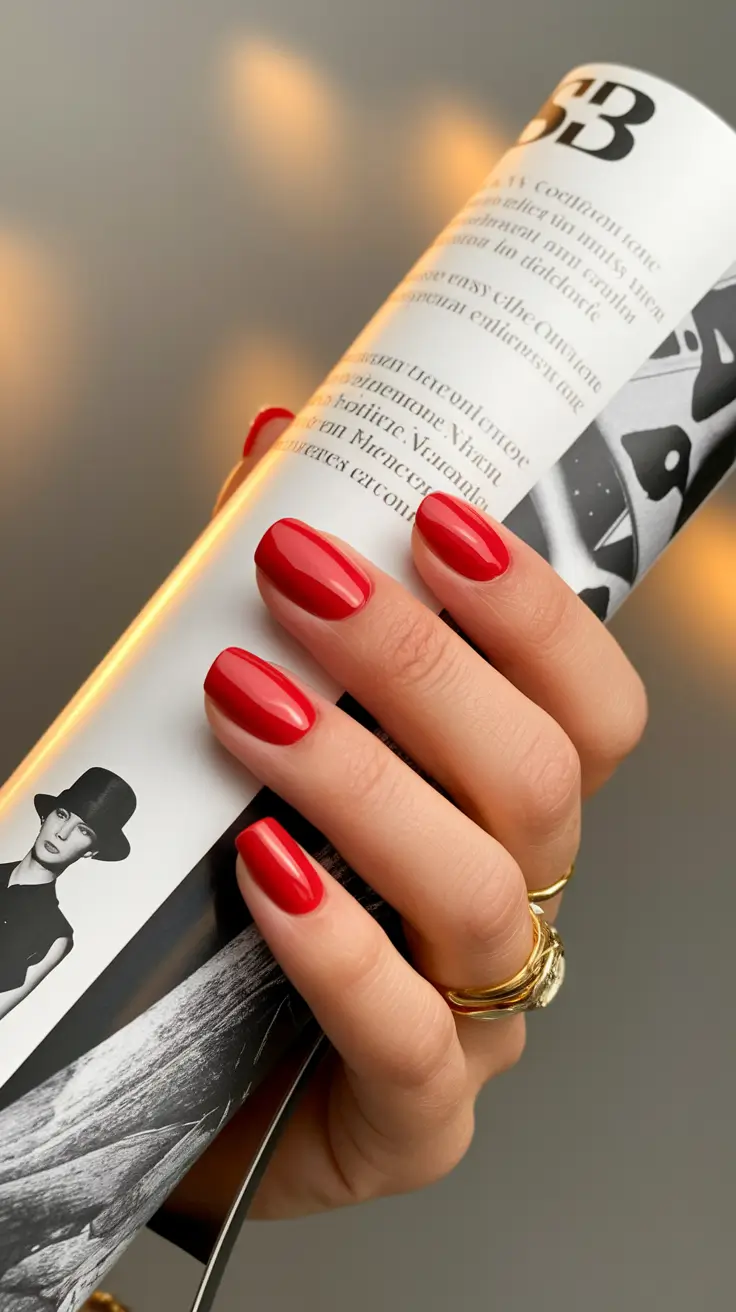 september nails designs short square Classic Red That Never Quits
