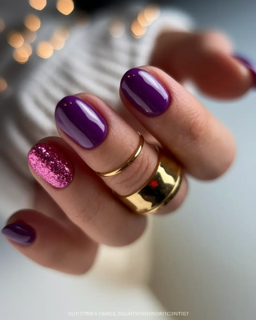 september nails designs cute Berry Punch with Glitter Pop