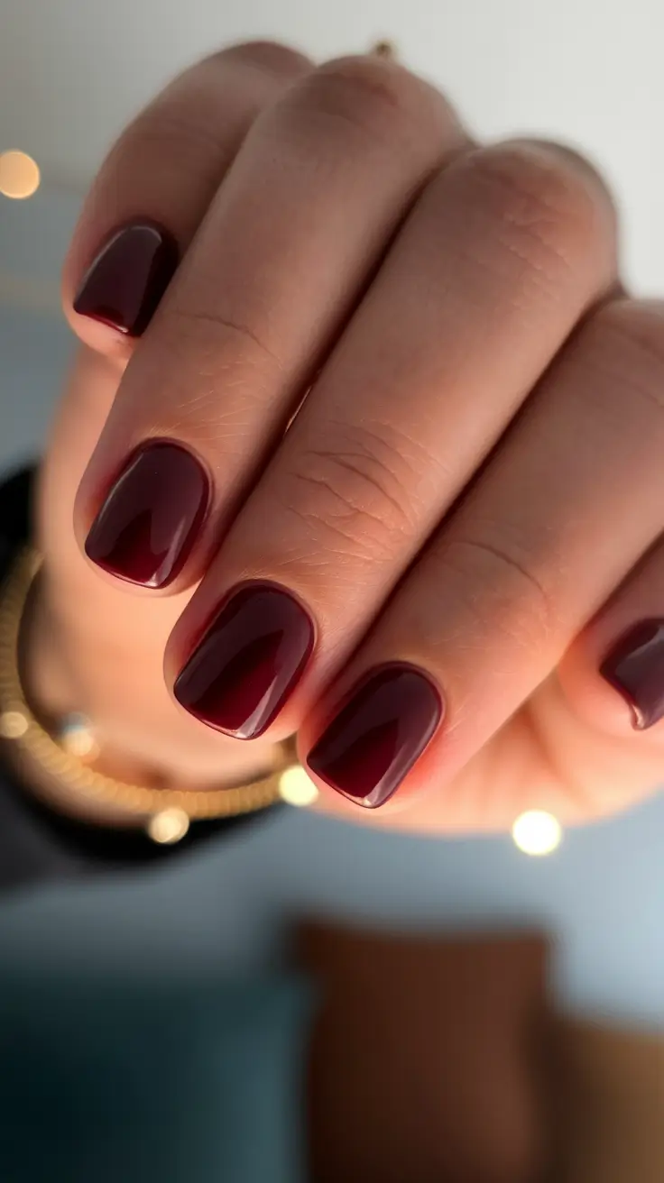 september nails designs Classic Wine Red Gloss