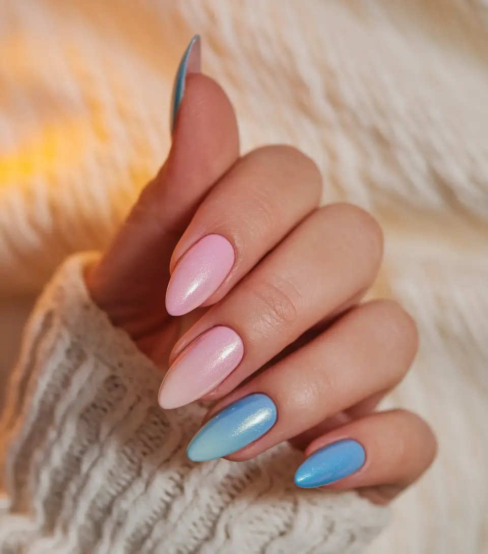 september nails designs Cotton Candy Meets Chill Sky