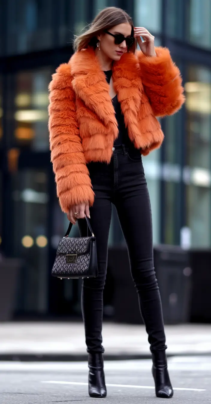 Top Fashion Trends Women for Fall 2025 Burnt Tangerine Faux-Fur Vibes