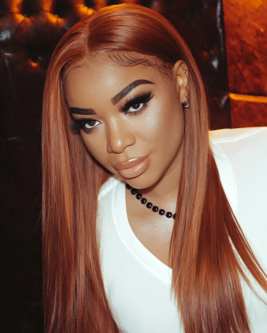 Top Hair Colors for Black Women This Fall 2025 Spiced-Copper Sleek Statement