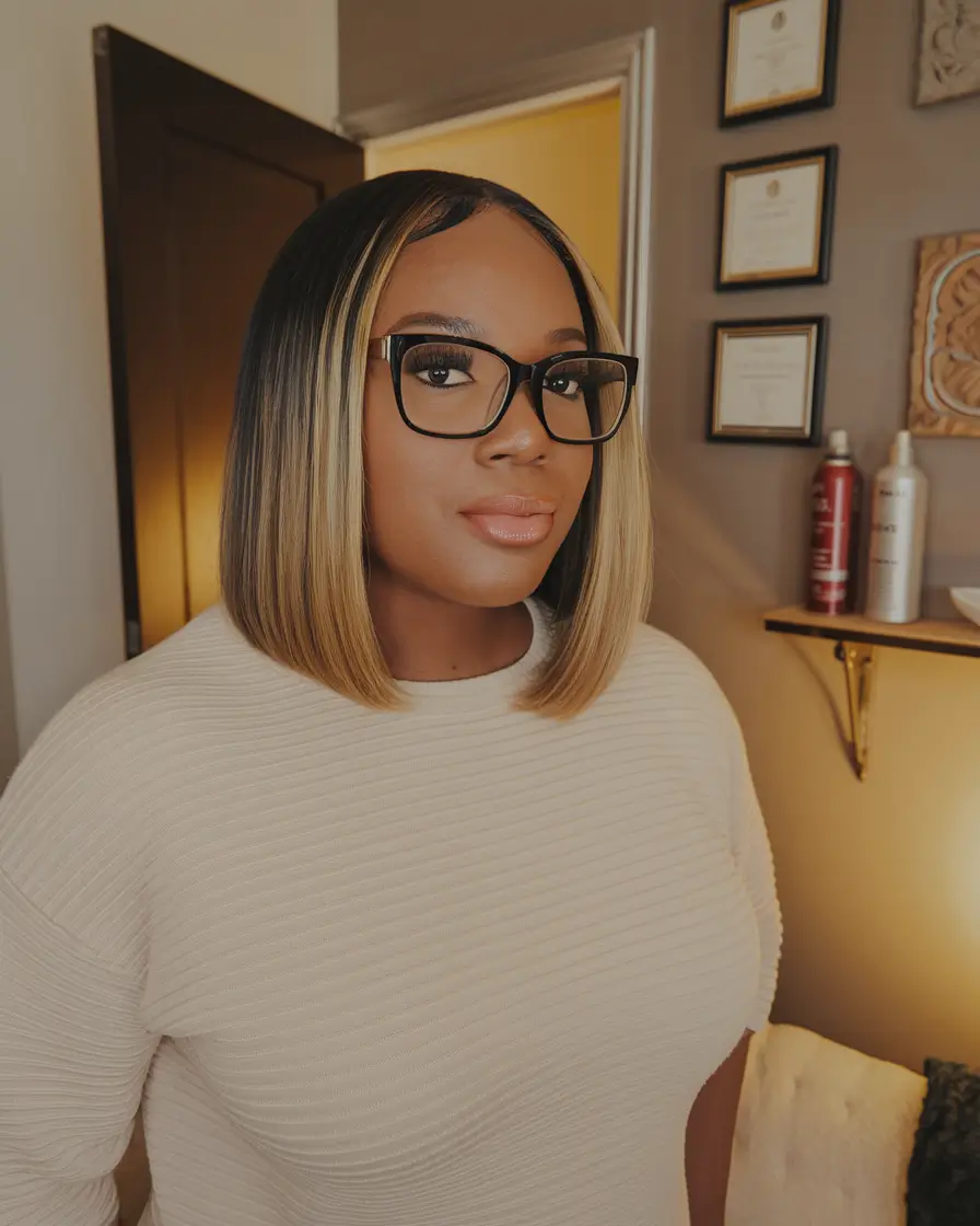 Top Hair Colors for Black Women This Fall 2025 Honey-Butter Blunt Lob