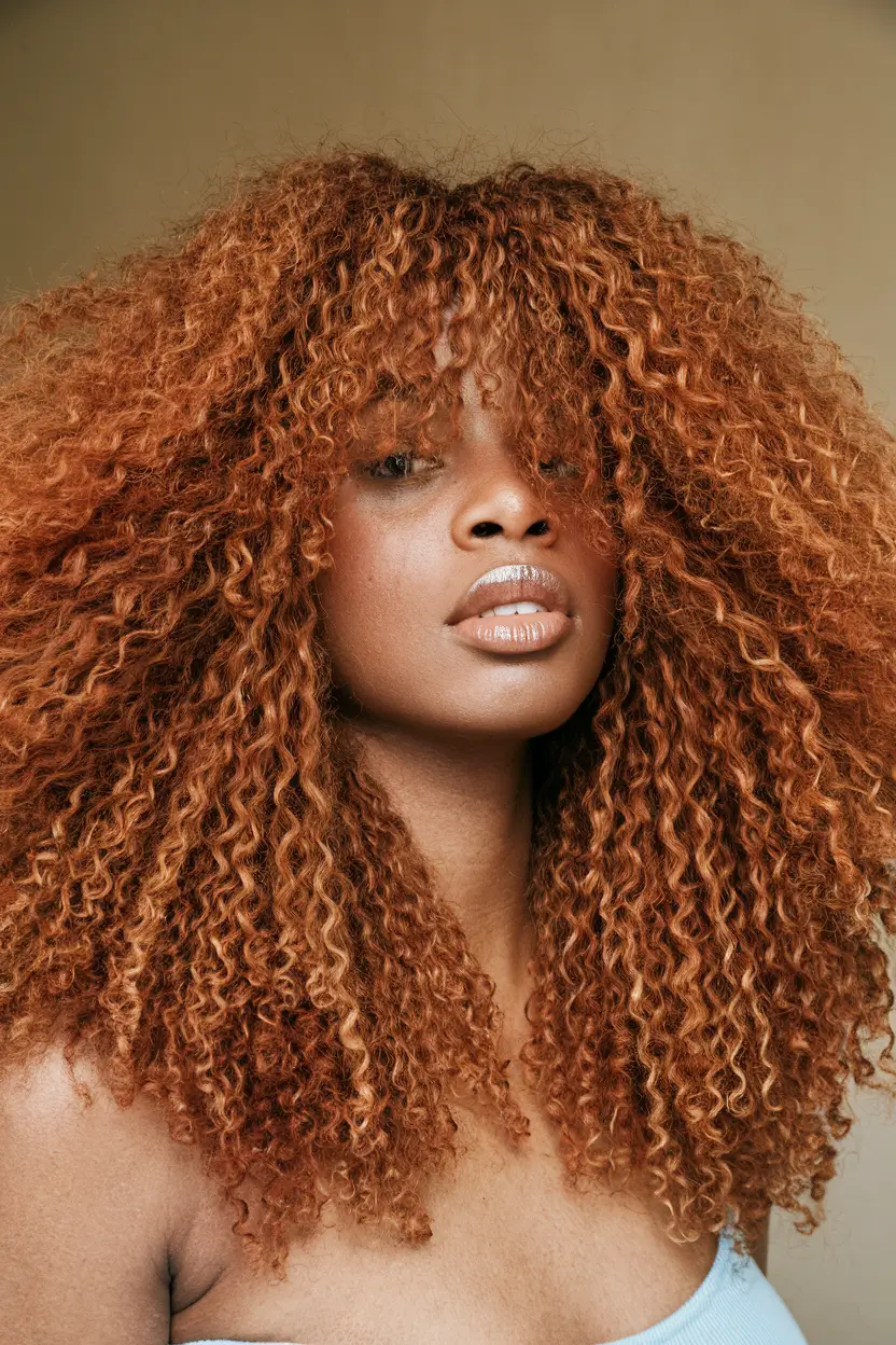Top Hair Colors for Black Women This Fall 2025 Cinnamon Sugar Coil Explosion