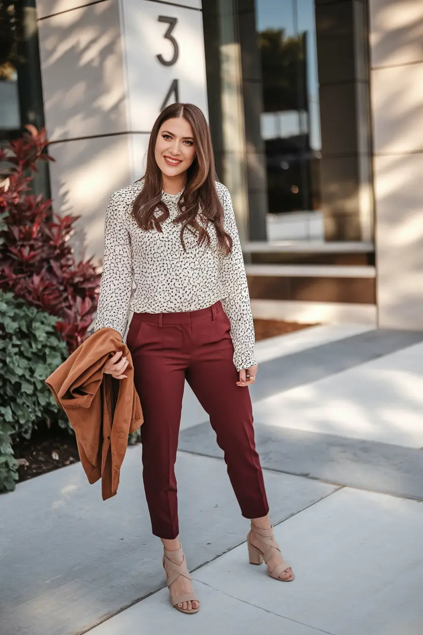 Trendy Fall Fashion outfits for Latina Women in 2025+Wine Tones & Tailored Elegance for Office Days