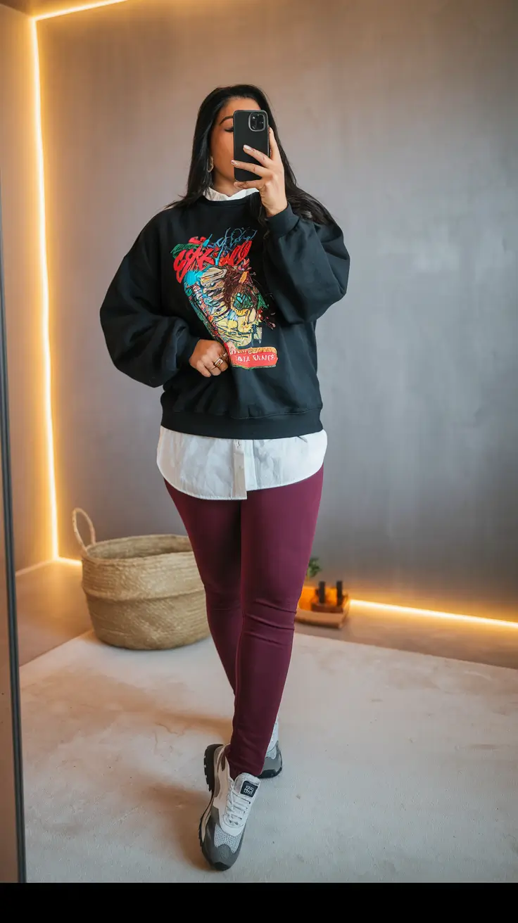 Trendy Fall Fashion outfits for Latina Women in 2025+Graphic Sweatshirt Layers for Retro-Campus Vibes