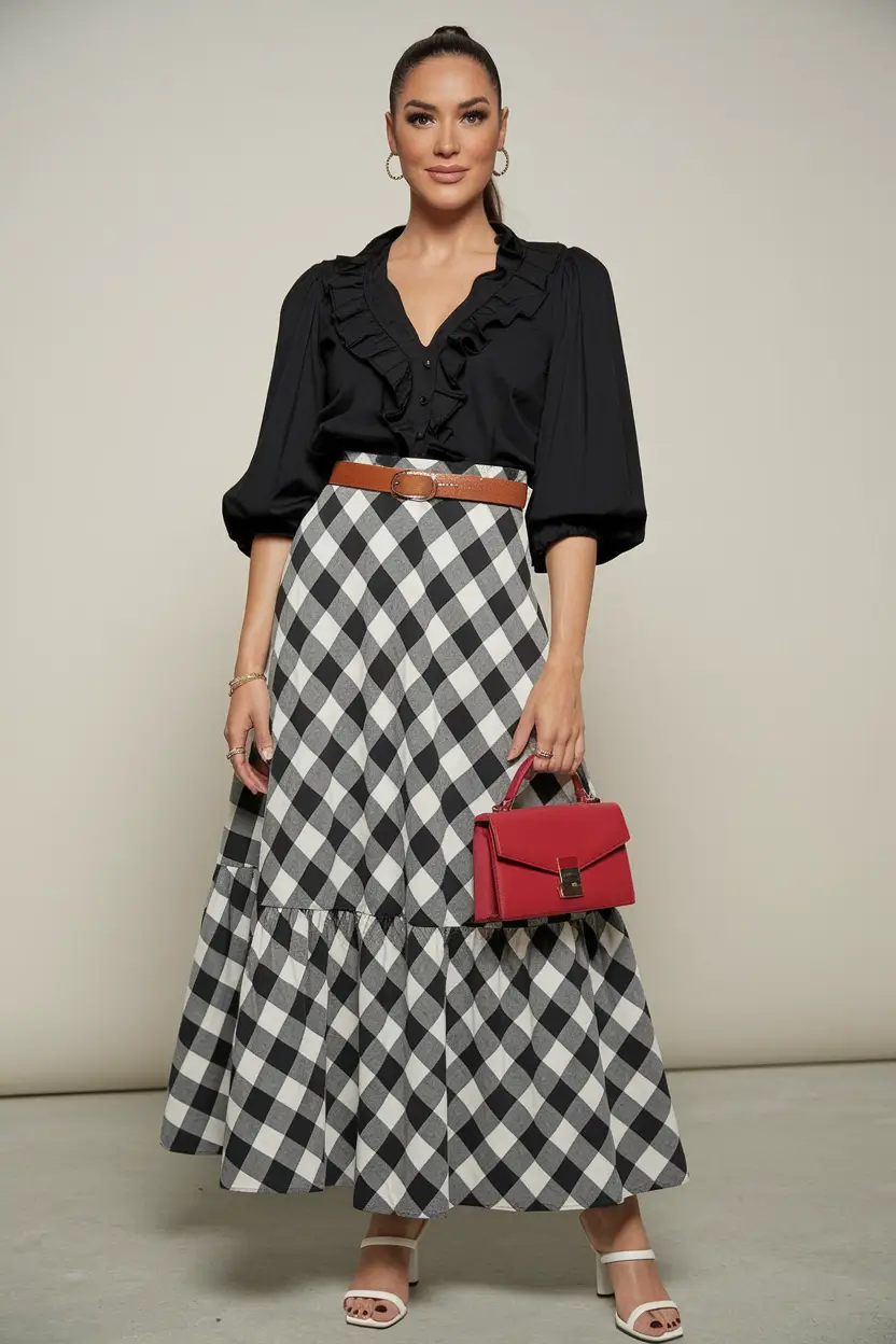 Trendy Fall Fashion outfits for Latina Women in 2025+Gingham & Ruffles for Modern Country Elegance
