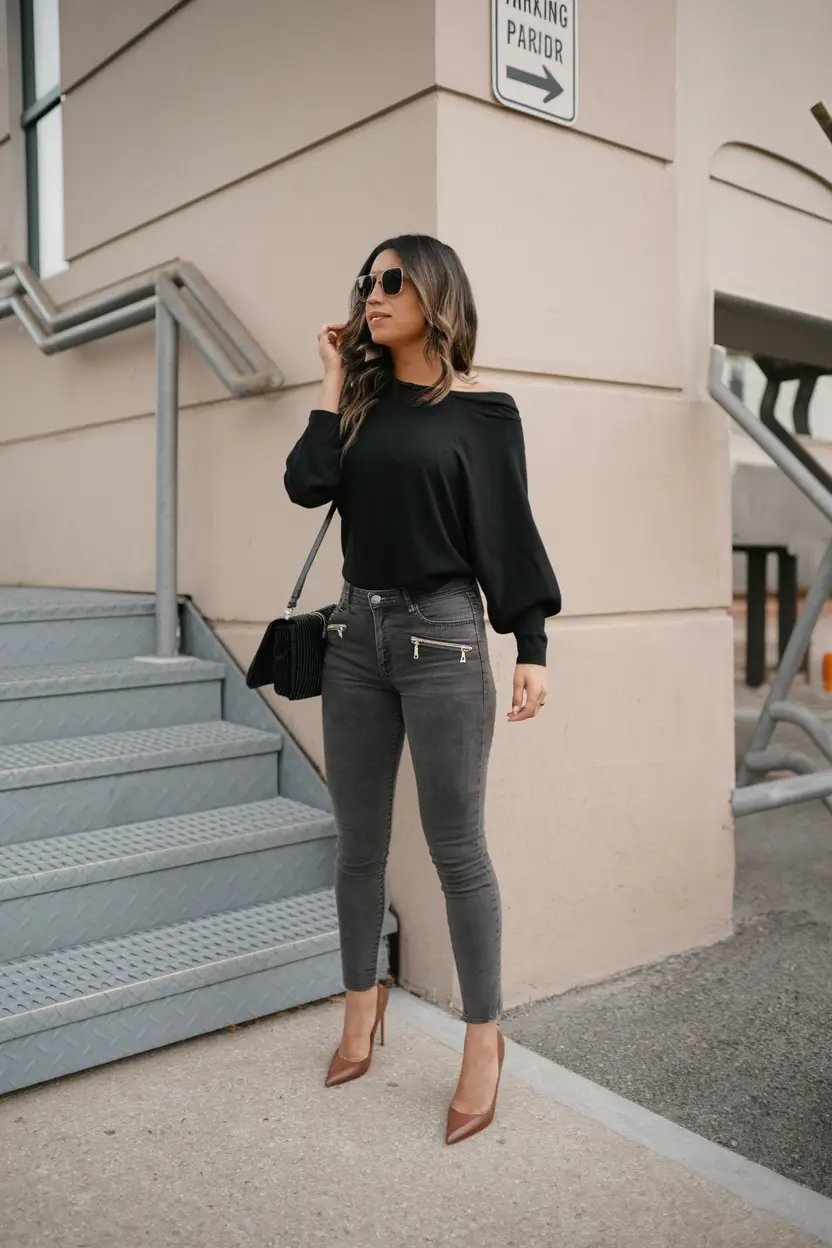 Trendy Fall Fashion outfits for Latina Women in 2025+Casual Cool in Off-Shoulder & Zippered Denim