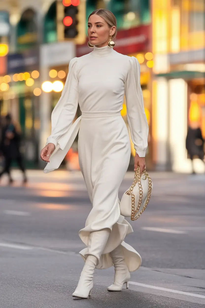 fall fashion outfits classy Whiteout Wonder: Sculpted Monochrome Layers