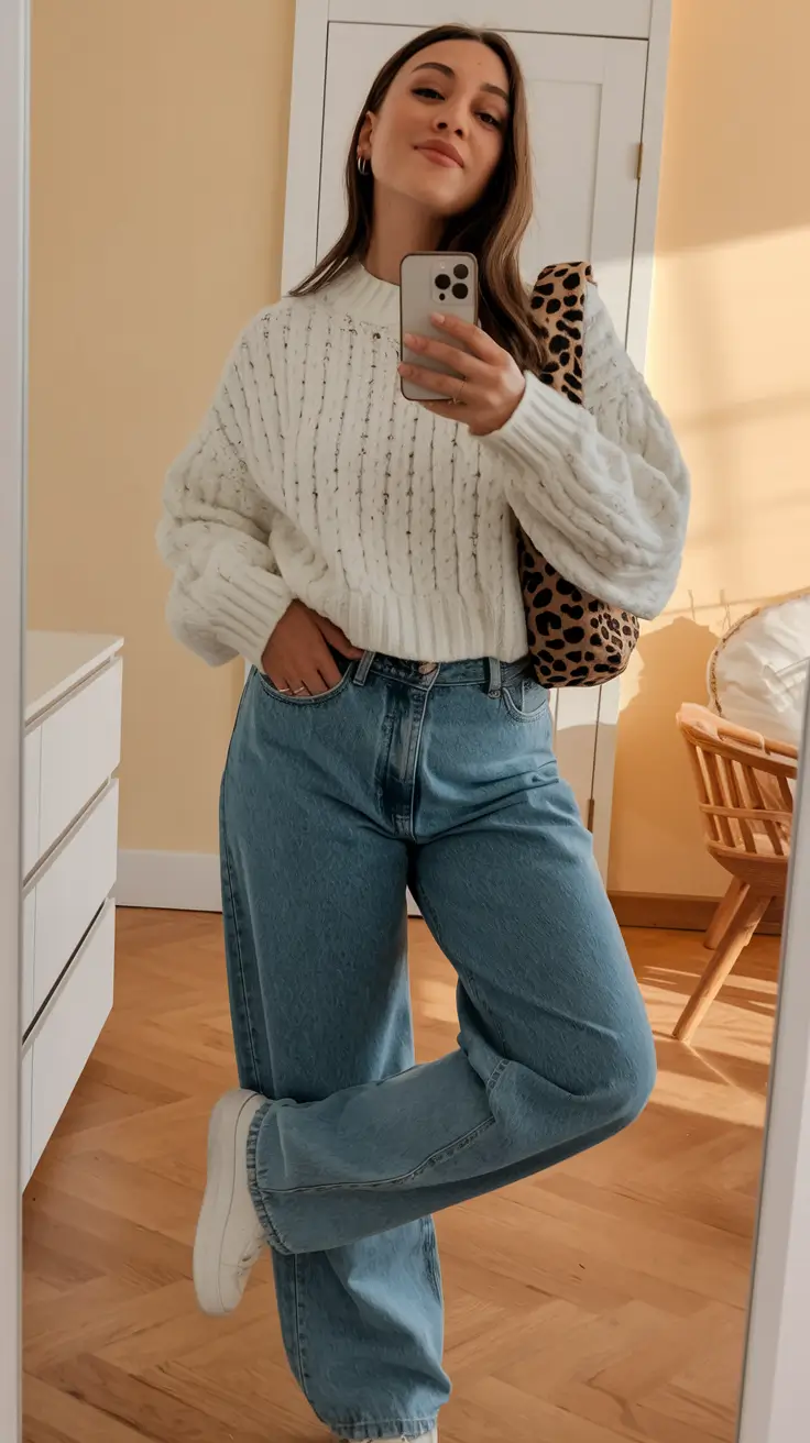 Trendy outfits Picks for the 2025 Fall Season Cozy Cable & Denim Ease