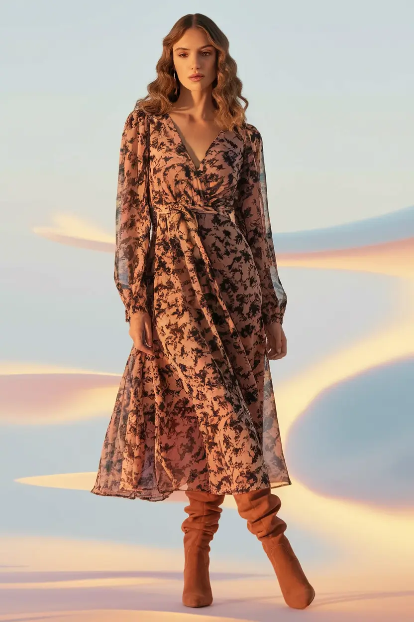 warm fall outfits women Soft Romance with Autumn Florals