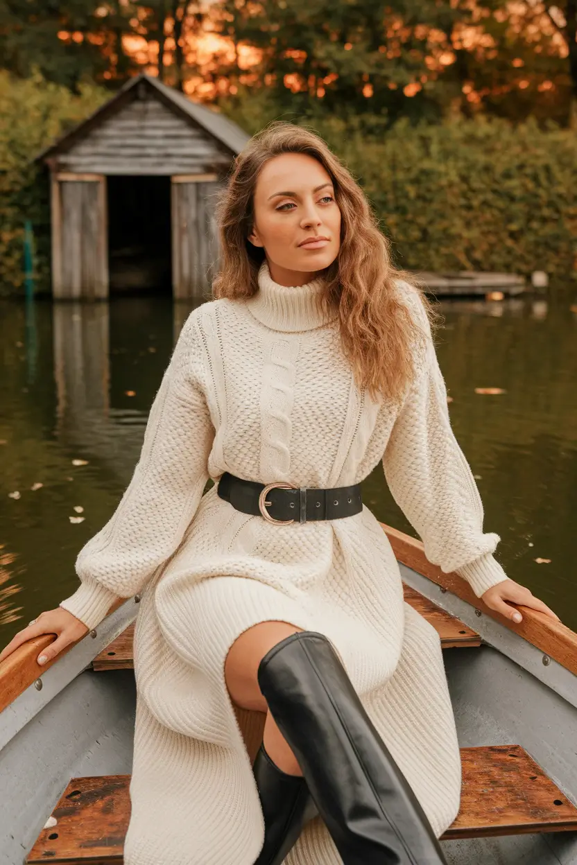 warm fall outfits comfy Ivory Fisherman Knit Goes Boat-House Chic