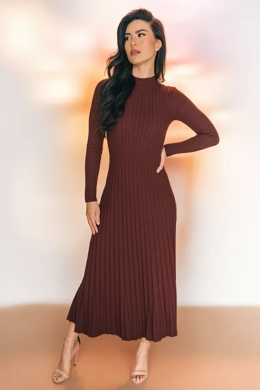 warm fall outfits comfy Effortless Chic in Ribbed Burgundy
