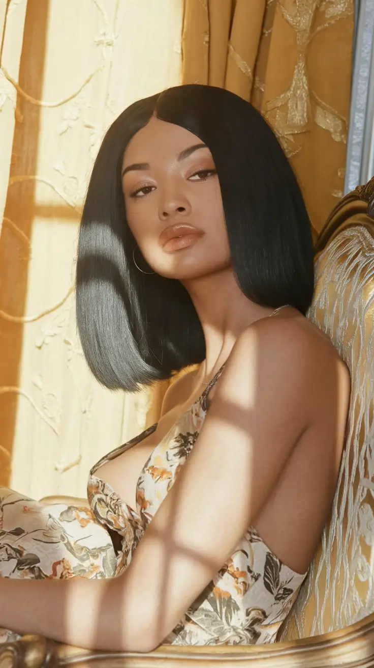 Warm Fall Hair Colors for Latinas in 2025 Noir Satin Classic Lob