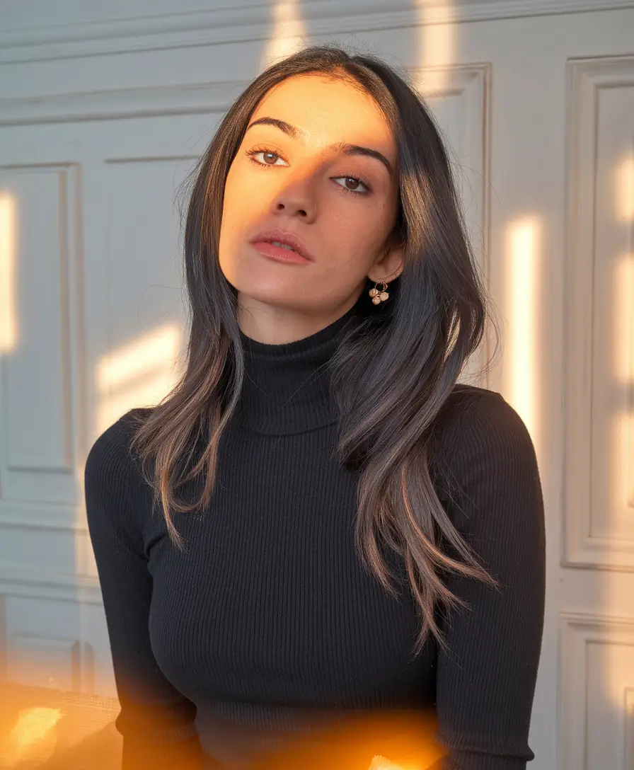 Warm Fall Hair Colors for Latinas in 2025 Smoky Graphite Face-Frame