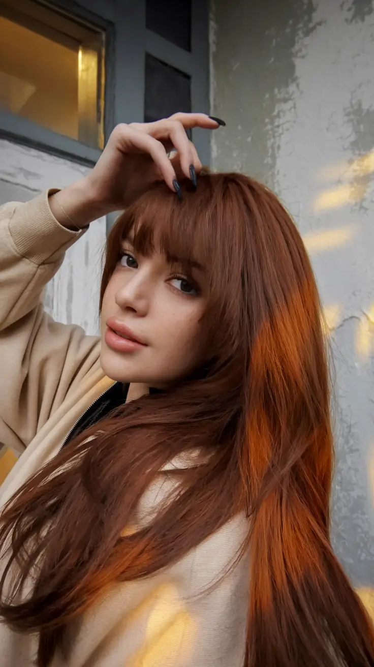 Warm Fall Hair Colors for Latinas in 2025 Sunlit Cinnamon Fringe