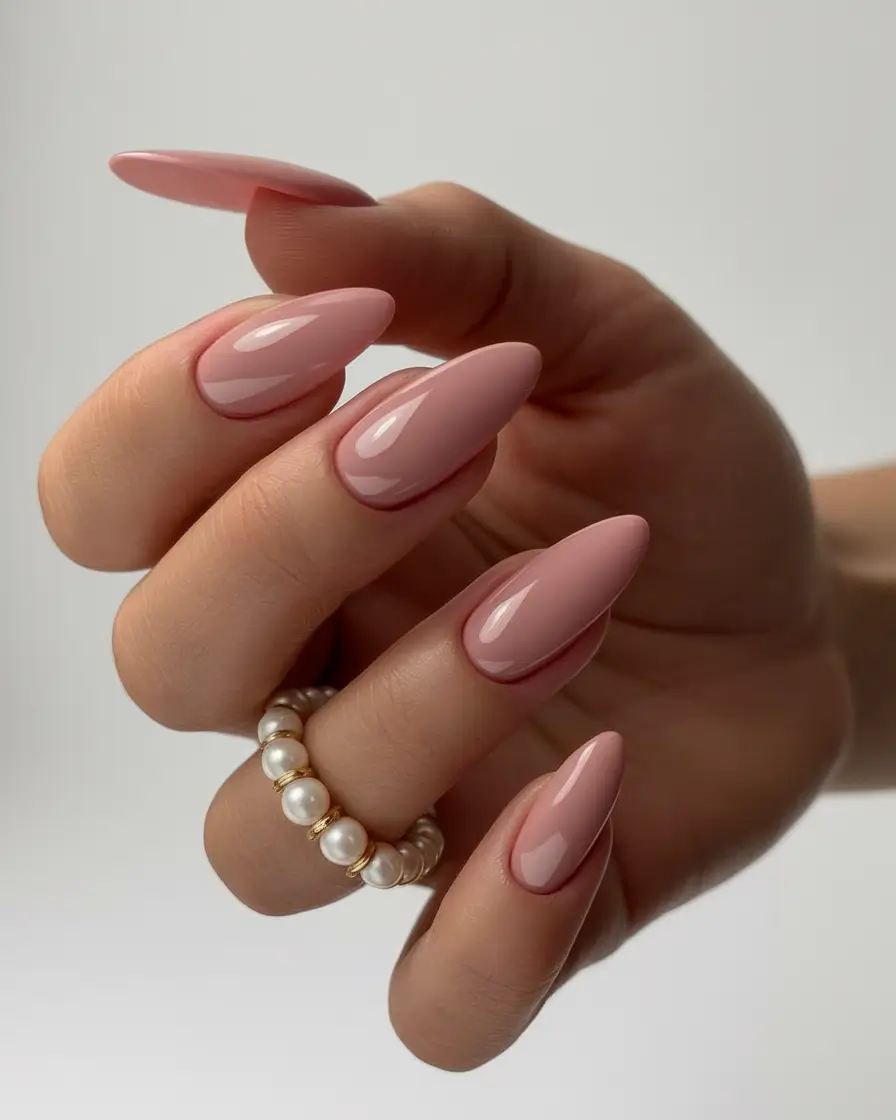 2025 Autumn Nail Designs Classic Soft Pink Almond