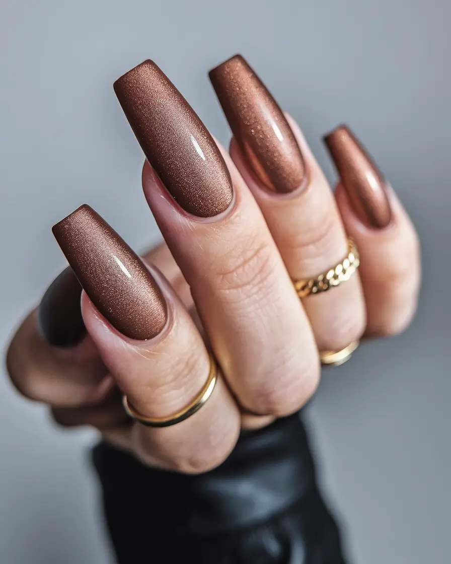 2025 Fall Nail Colors for Medium Skin Rich Espresso Chrome Elegance