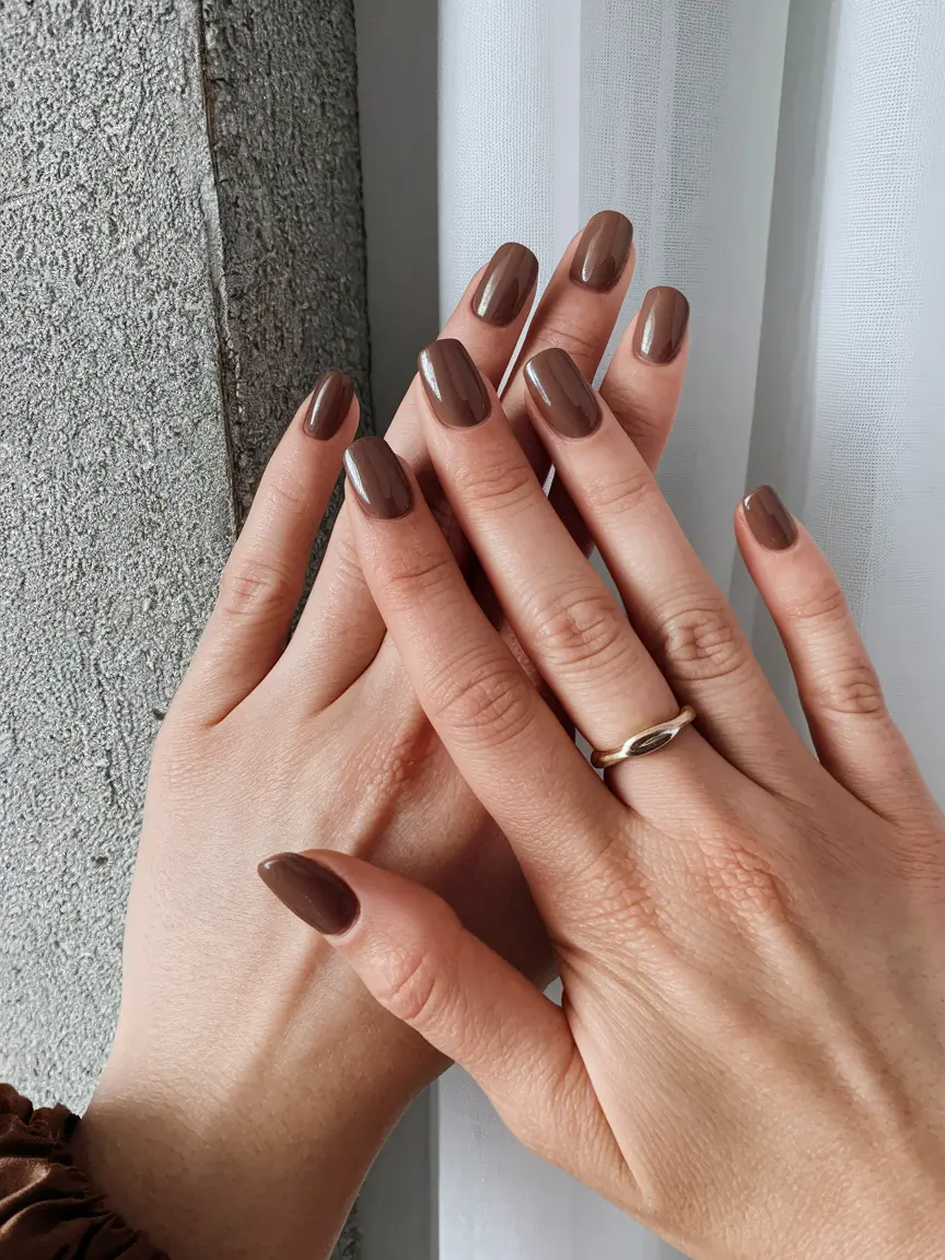 2025 Fall Nail Colors for Medium Skin Rich Espresso Minimalism