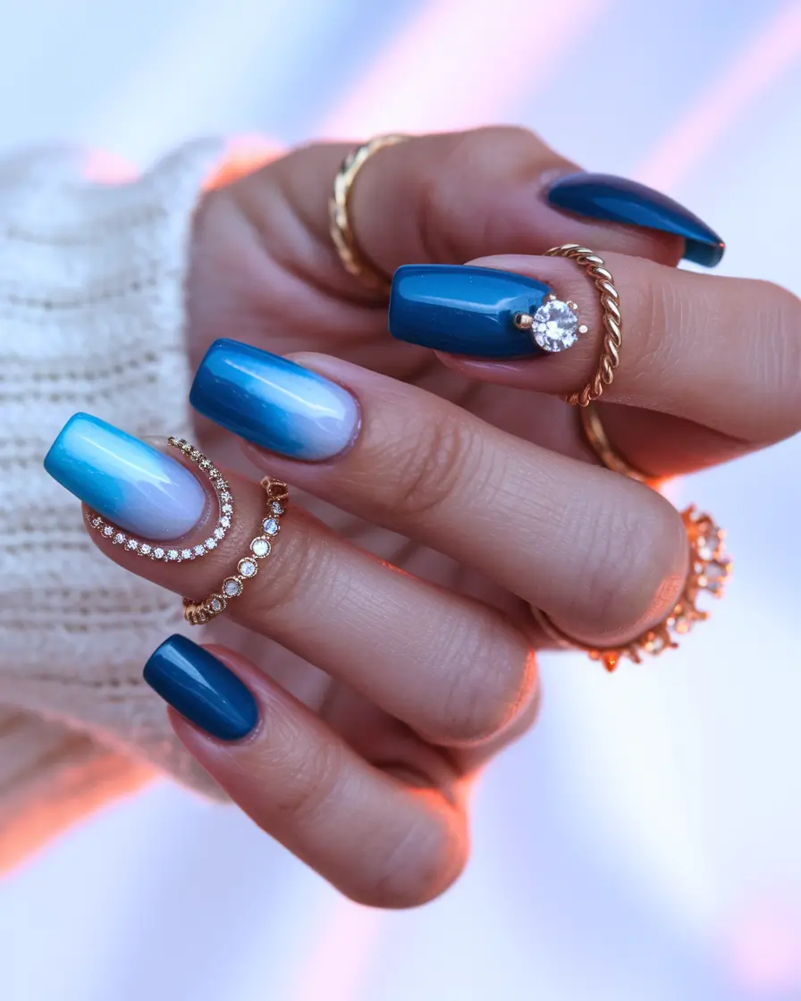 2025 Fall Nail Colors for Medium Skin Ocean Aura Ombre