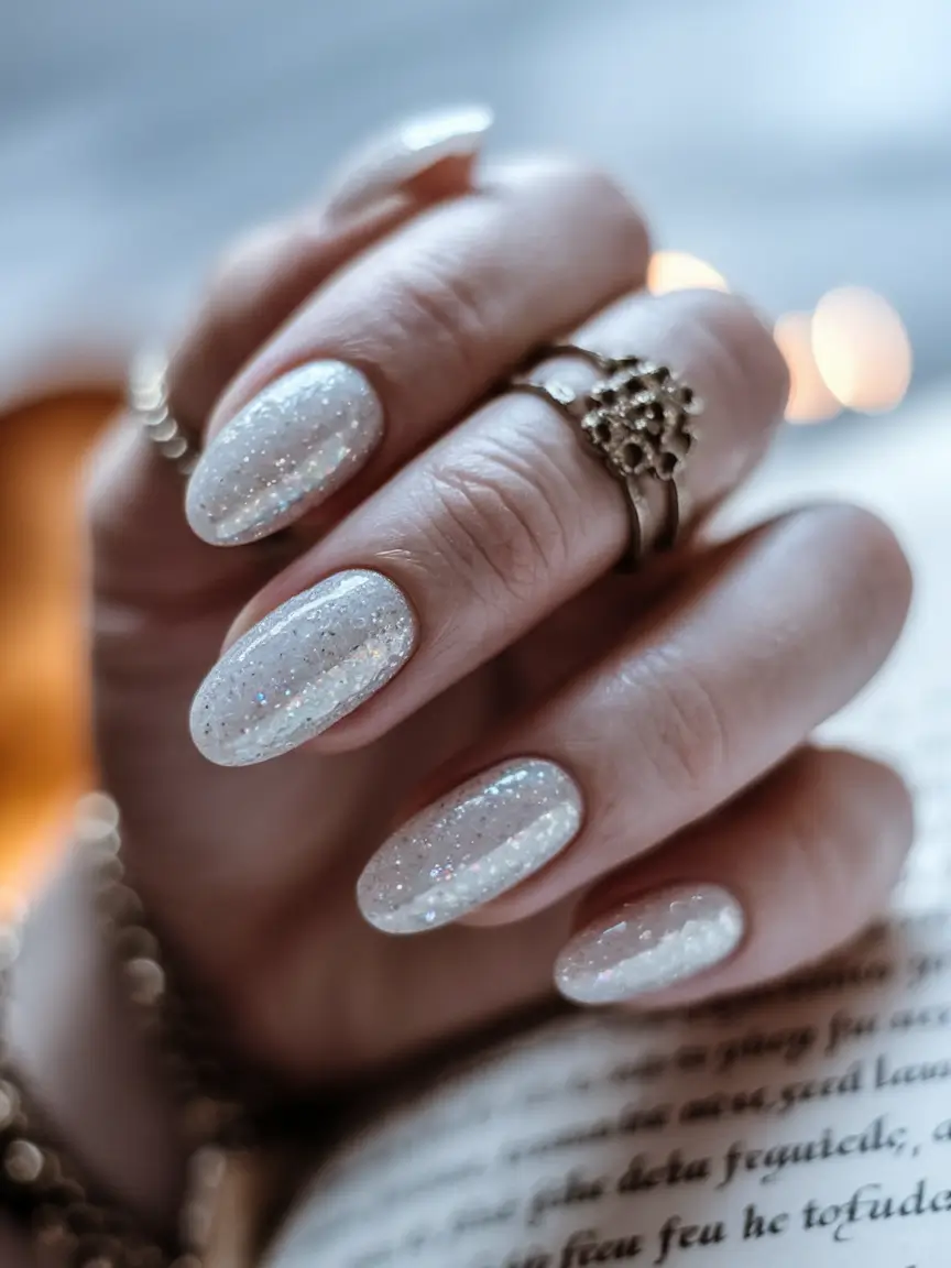 2025 Fall Nail Colors for Medium Skin Frosted Winter White