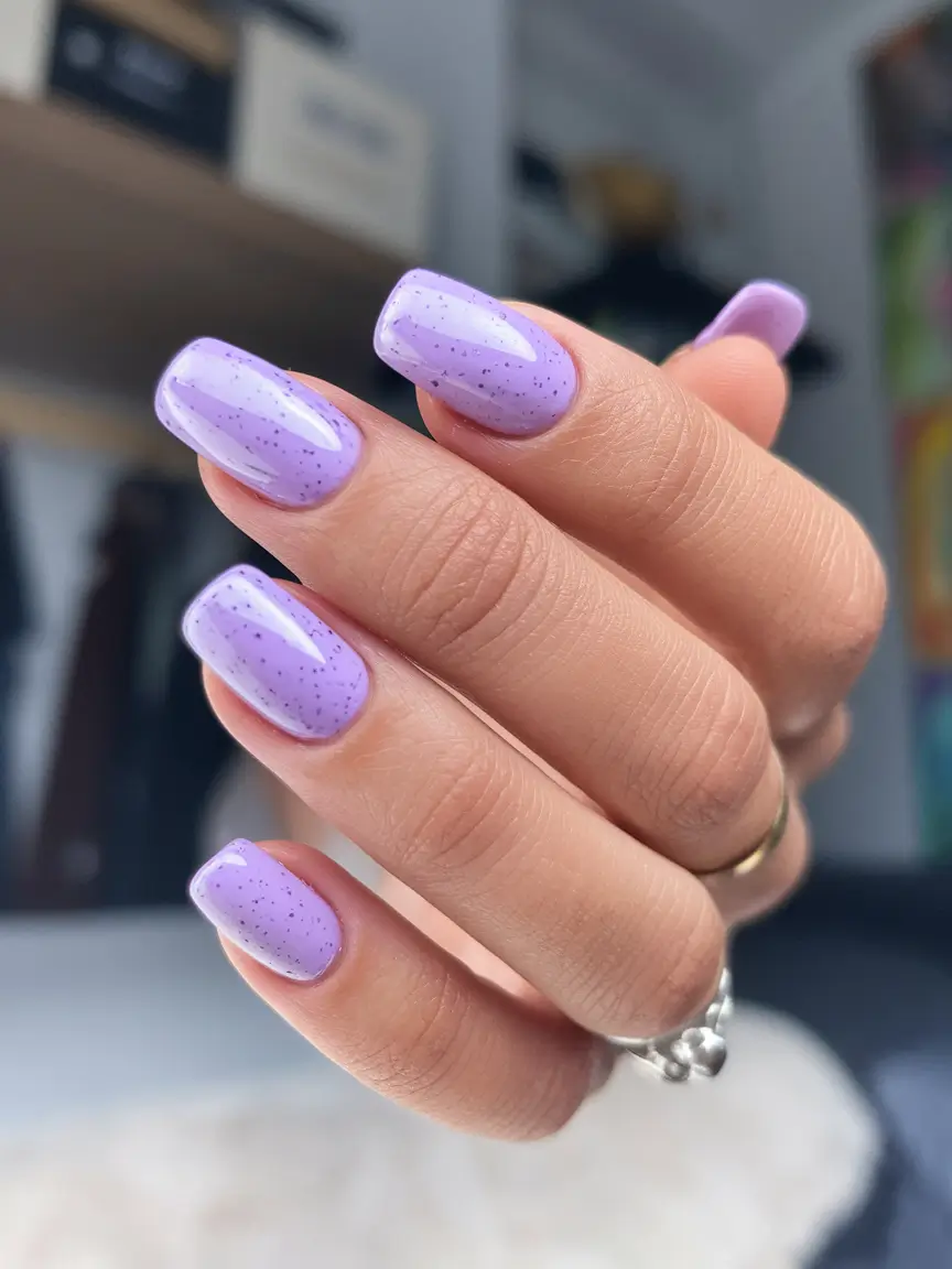 2025 Neutral Fall Nails Speckled Lavender Fun